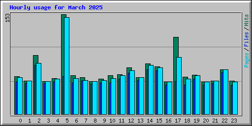 Hourly usage for March 2025